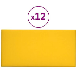 vidaXL Panneaux muraux 12 pcs Jaune 60x30 cm Velours 2,16 m²