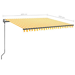 vidaXL Auvent manuel rétractable avec poteaux 4x3,5 m Jaune et blanc pas cher