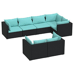 Maison Chic Salon de jardin 7 pcs + coussins - Mobilier/Meubles de jardin - Table et chaises d'extérieur Noir Résine tressée -MN59915