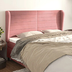 Maison Chic Tête de lit scandinave avec oreilles,meuble de chambre Rose 163x23x118/128 cm Velours -MN16384