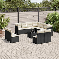 Maison Chic Salon de jardin 12 pcs avec coussins | Ensemble de Table et chaises | Mobilier d'Extérieur noir résine tressée -GKD13361