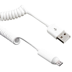 Acheter Wewoo Câble blanc pour Samsung, HTC, LG, Sony, Huawei, Lenovo, Xiaomi et autres Smartphones 1m Micro USB vers USB 2.0 Sync Données / Chargeur spiralé avec indicateur LED,