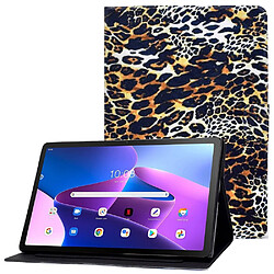 Etui en PU avec support et porte-carte pour votre Lenovo M10 FHD REL/Tab M10 Plus TB-X606F - imprimé léopard