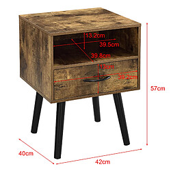 Avis Table de Chevet Gävle avec tiroir 57 x 42 x 40 cm Effet Bois Foncé [en.casa]