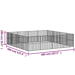 vidaXL Parc pour chien 16 panneaux noir acier galvanisé pas cher