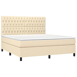 Avis Maison Chic Lit adulte- Lit + matelas,Sommier à lattes de lit avec matelas Crème 180x200 cm Tissu -GKD28201