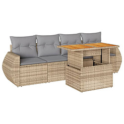 vidaXL Salon de jardin avec coussins 5 pcs beige résine tressée