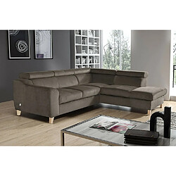 VENESETTI Canapé d'angle en velours luxe 5 places, ASHLEY, taupe, angle droit (vu de face)