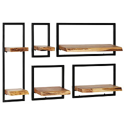 vidaXL Set d'étagères murales 5 pcs Bois d'acacia massif et acier