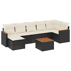 Maison Chic Ensemble Tables et chaises d'extérieur 8 pcs avec coussins,Salon de jardin noir résine tressée -GKD935817