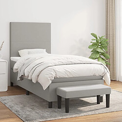 Maison Chic Lit Adulte - Lit simple Lit à sommier tapissier avec matelas moelleux - Meuble de Chambre - Gris clair 100x200cm Tissu -MN51863