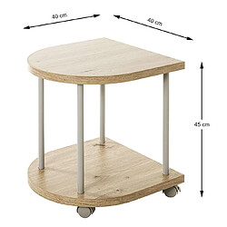 Pegane Table de desserte en bois coloris chêne clair et métal coloris gris -longueur 40 x profondeur 40 x hauteur 45 cm