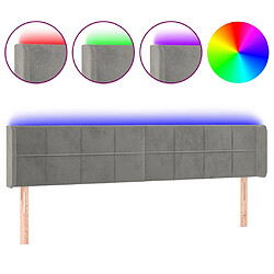 vidaXL Tête de lit à LED Gris clair 183x16x78/88 cm Velours