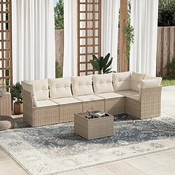 Maison Chic Salon de jardin avec coussins 7 pcs | Ensemble de Table et chaises | Mobilier d'Extérieur beige résine tressée -GKD81606