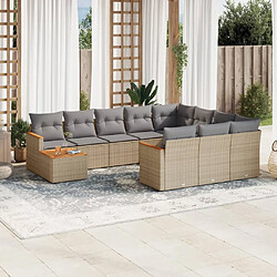 vidaXL Salon de jardin 11 pcs avec coussins beige résine tressée