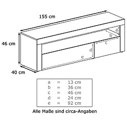 Avis Mpc Meuble TV 155 Cm Blanc Mat Façade Laqué Crème + LED 155 X 46 X 40 Cm