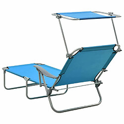 Avis Maison Chic Chaise longue avec auvent | Bain de soleil Relax | Transat acier bleu -GKD19570