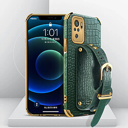 Coque en TPU + PU Hybride de texture de crocodile de conception électrolytique 6D vert pour votre Xiaomi Redmi Note 10 4G/Note 10S