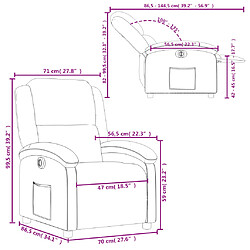 vidaXL Fauteuil inclinable électrique gris clair velours pas cher