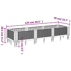 vidaXL Jardinière avec piquets noir 125x40x28,5 cm PP pas cher