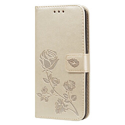 Wewoo Housse Coque Etui en cuir avec rabat horizontal relief Rose fentes pour cartes et porte-cartes Xiaomi Redmi 7A Or