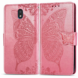 Wewoo Housse Coque Pour LG K30 2019 Papillon Love Flower Embossed Horizontal en cuir avec support lanière fente carte portefeuille rose