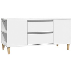 Maison Chic Meuble TV scandinave - Banc TV pour salon Blanc 102x44,5x50 cm Bois d'ingénierie -MN99012