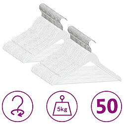 vidaXL Cintres antidérapants 50 pcs Blanc Bois dur