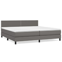 vidaXL Sommier à lattes de lit avec matelas Gris 200x200 cm Similicuir