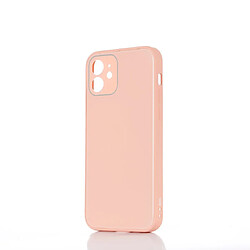 WE Coque de protection GLASS APPLE IPHONE 12 Rose poudré: Effet vernis contour mat anti-chocs anti-rayures - rigide