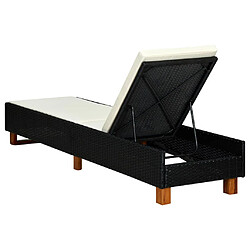 Acheter Helloshop26 Transat bain de soleil avec coussin résine tressée noir 02_0012205