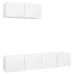 Maison Chic Meubles TV 3 pcs | Banc TV Moderne pour salon | Meuble de Rangement Blanc Aggloméré -MN98871