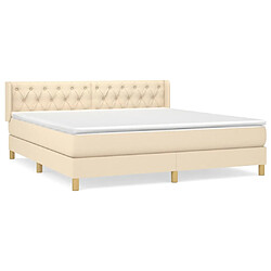 vidaXL Sommier à lattes de lit avec matelas Crème 160x200 cm Tissu