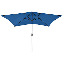 vidaXL Parasol de jardin avec LED et mât en acier bleu azuré 2x3 m