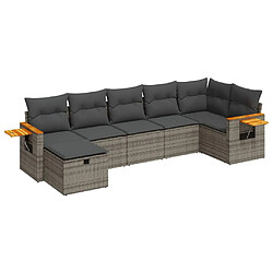 vidaXL Salon de jardin avec coussins 7 pcs gris résine tressée