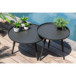 Table basse gigogne ronde grise en aluminium Antiparos Ø 50 x 50 cm - Jardiline