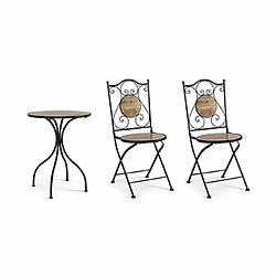 Acheter Mes Table de jardin 60 cm avec 2 chaises en céramique naturel et noir