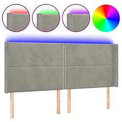 vidaXL Tête de lit à LED Gris clair 183x16x118/128 cm Velours