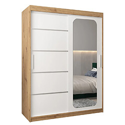 Abiks Meble Armoire PROMO V2 À Portes Coulissantes 200/150/62 2 Portes (Artisan/Blanc)