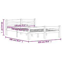 vidaXL Cadre de lit sans matelas blanc bois de pin massif 120x200 cm pas cher