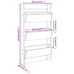 vidaXL Jardinière murale 3 niveaux 60x18,5x110 cm noir bois pin massif pas cher