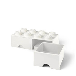 Grande brique de rangement empilable avec tiroirs blanc - Lego Décoration