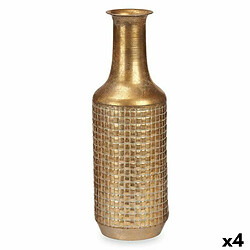 Gift Decor Vase Doré Métal 14 x 46 x 14 cm (4 Unités) Avec relief 