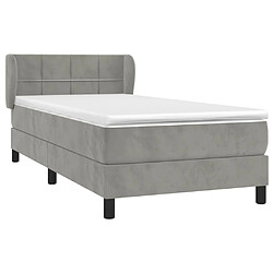 Avis Maison Chic Lit Adulte - Lit simple Lit à sommier tapissier et matelas moelleux - Meuble de Chambre - Gris clair 90x190 cm Velours -MN96423