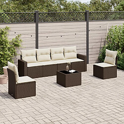 vidaXL Salon de jardin avec coussins 7 pcs marron résine tressée