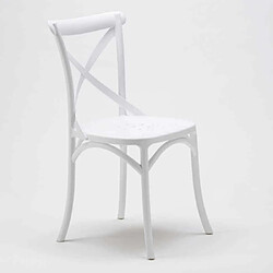 Avis Ahd Amazing Home Design Chaise de cuisine et restaurant en polypropylène Vintage Paesana Cross design, Couleur: Blanc