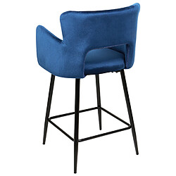 Beliani Tabouret de bar Set de 2 Velours Bleu marine SANILAC pas cher