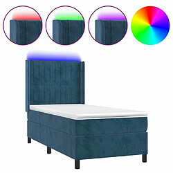 Sommier à lattes et matelas LED,Cadre à lattes de lit pour Adulte Bleu foncé 80x200cm Velours -MN51363