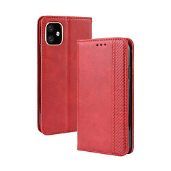 Wewoo Coque Étui en cuir à boucle magnétique avec rétro pour Texture horizontale Apple iPhone 11 5.8 support et fentes cartes et cadre photo Rouge