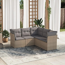 Maison Chic Salon de jardin avec coussins 5 pcs | Ensemble de Table et chaises | Mobilier d'Extérieur beige résine tressée -GKD58203